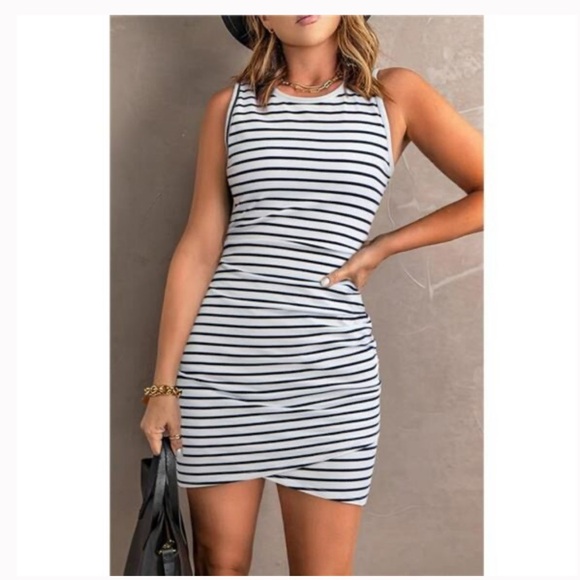 BTFBM Dresses & Skirts - BTFM | Summer Dress with navy stripes size m. Watch VIDEO